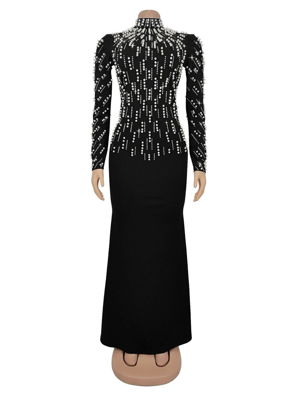 Pearl Detail Mock Neck Maxi Dress - Picture 4 of 9